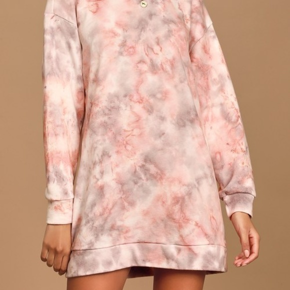 Lulus Hang Loose White Multi Tie-Dye Mini Sweatshirt Dress - Picture 2 of 4